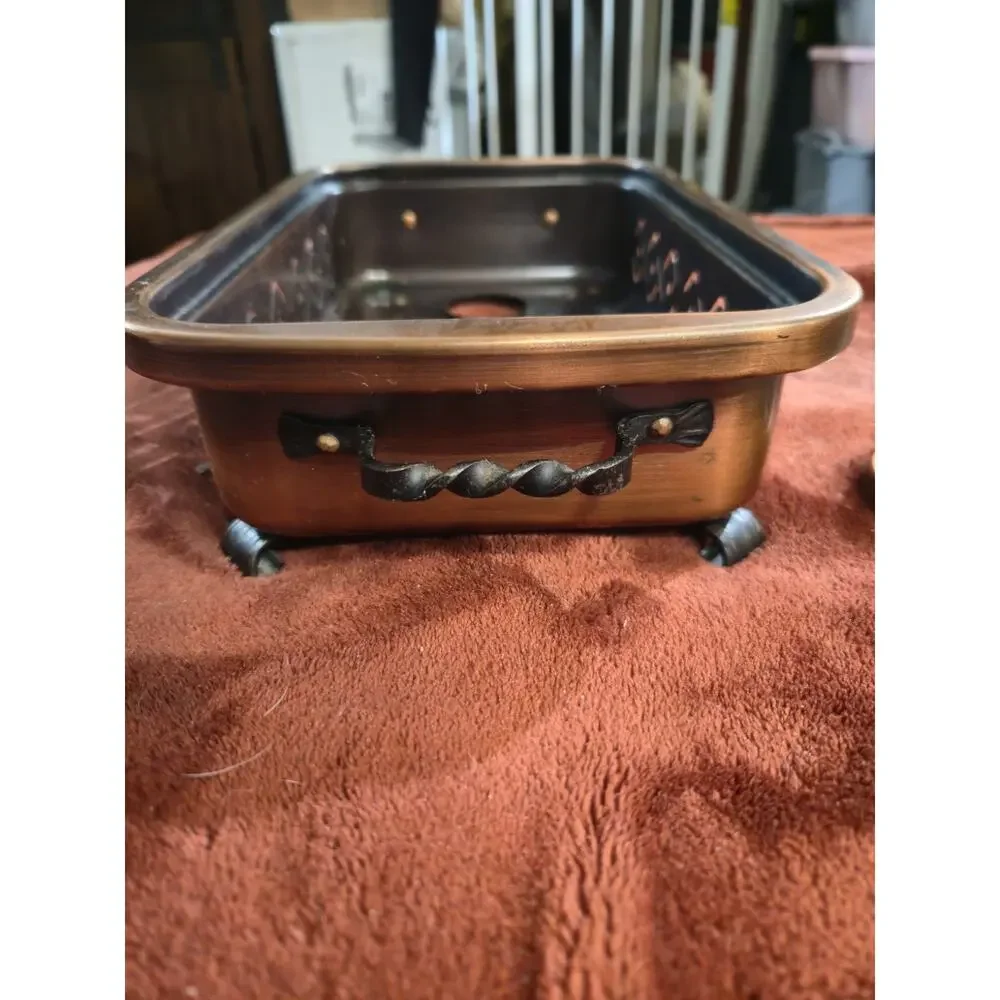 Vintage Stöckli Netstal Swiss Copper Hot Plate Food Warmer Tealight Buffet MCM